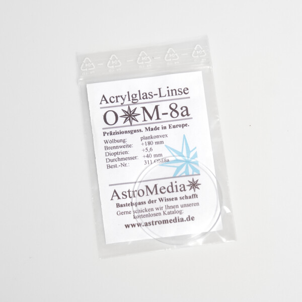 OptiMedia Acrylglas-Linse OM8a, Ø 40 mm, f = 180 mm