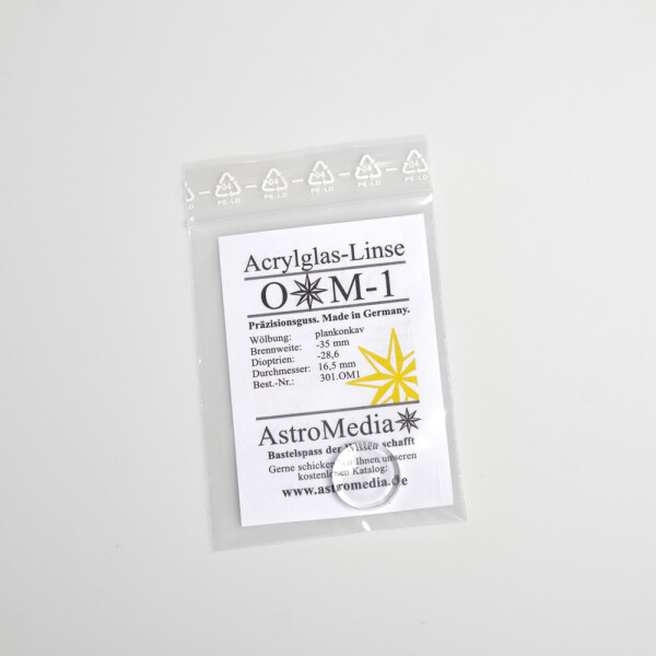 OptiMedia Acrylglas-Linse OM1, Ø 16,5 mm, f = -35 mm
