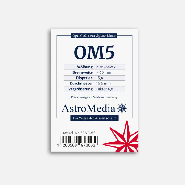 OptiMedia Acrylglas-Linse OM5, Ø 16,5 mm, f = 65 mm