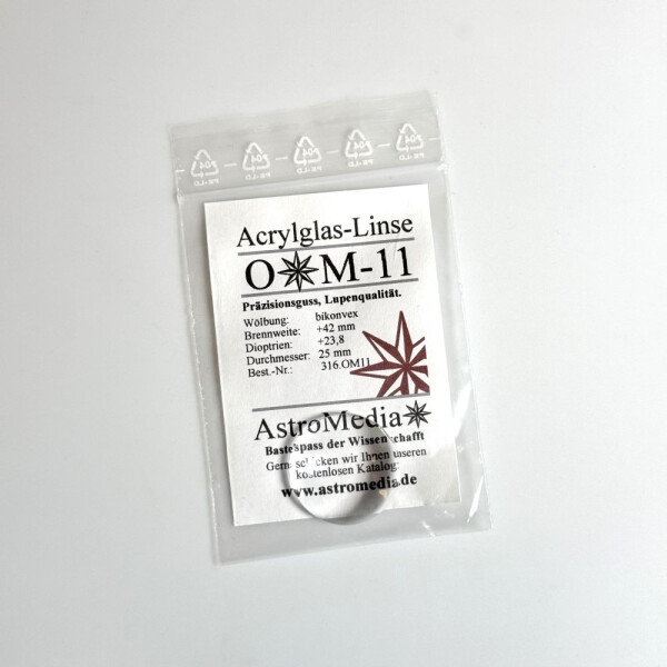 OptiMedia Acrylglas-Linse OM11, Ø 25 mm, f = 42 mm